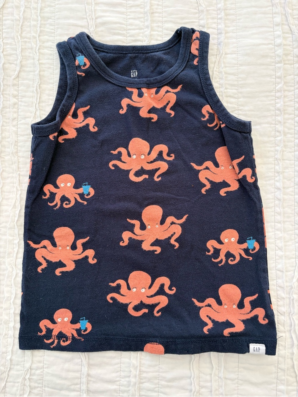 GAP Kids Navy Tank Top with Orange Octopus Print